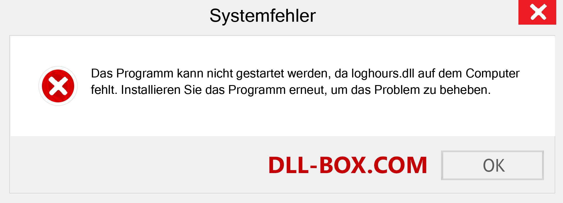 loghours.dll-Datei fehlt?. Download für Windows 7, 8, 10 - Fix loghours dll Missing Error unter Windows, Fotos, Bildern